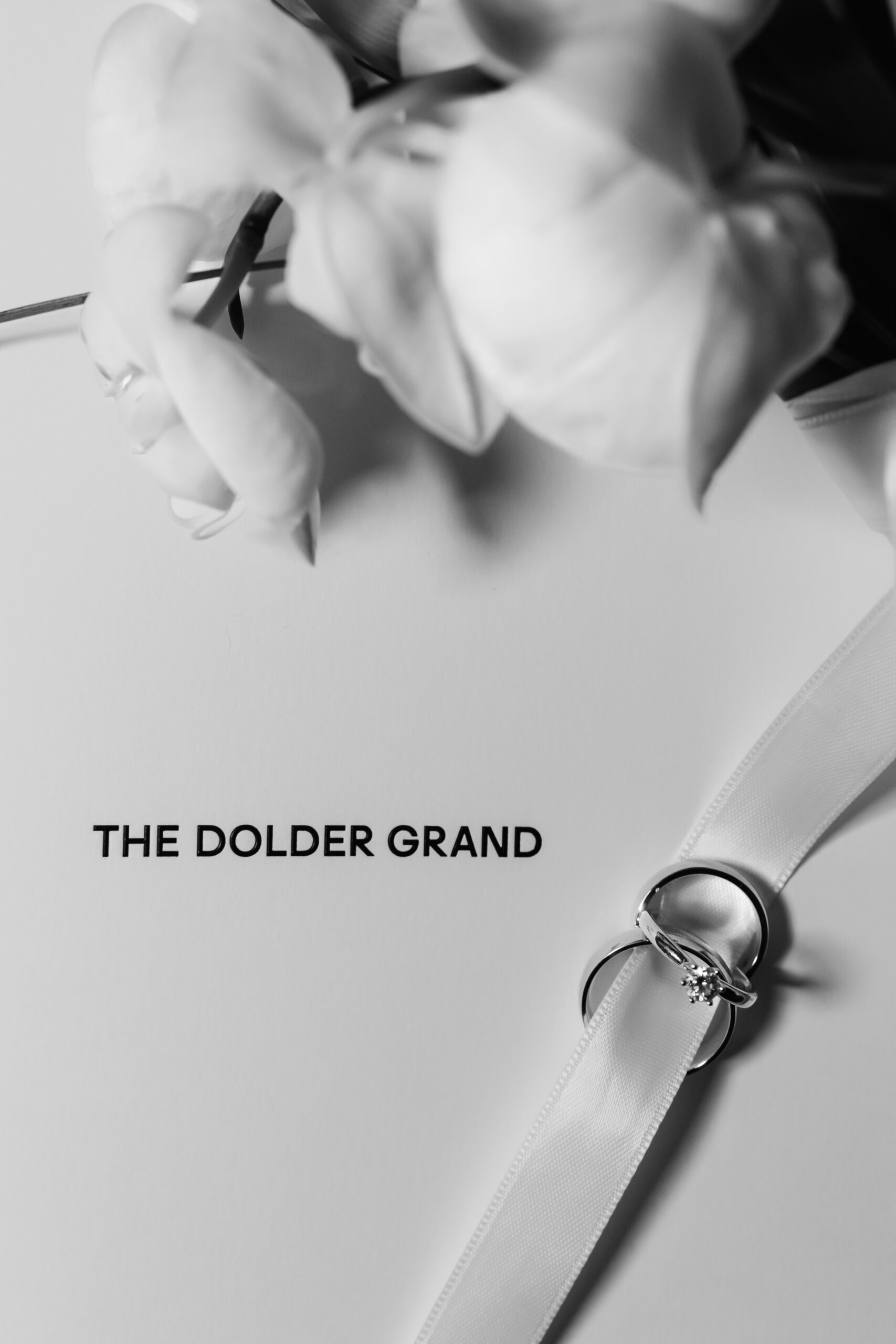 Detailaufnahme von Menü Karte des The Dolder Grand Hotel Zürich, Fokus auf den Ringen